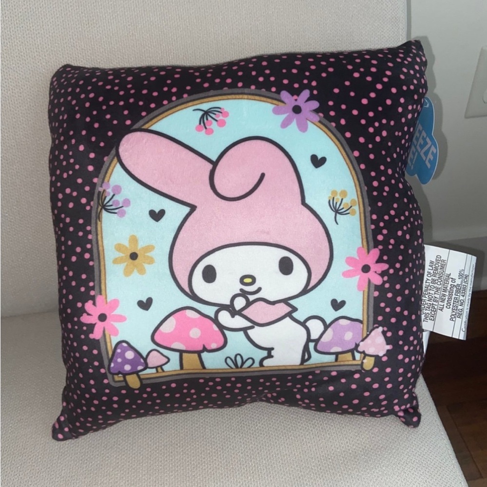 Sanrio My Melody Hello Kitty Travel Cloud Pillow NWT New 2023 Soft Black Pink